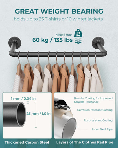 OROPY Clothes hanging with hangers on the rack for quick daily access.