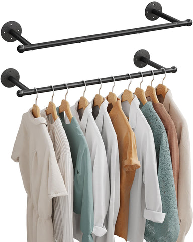 OROPY industrial pipe clothing rack front view showing sturdy hanging solution