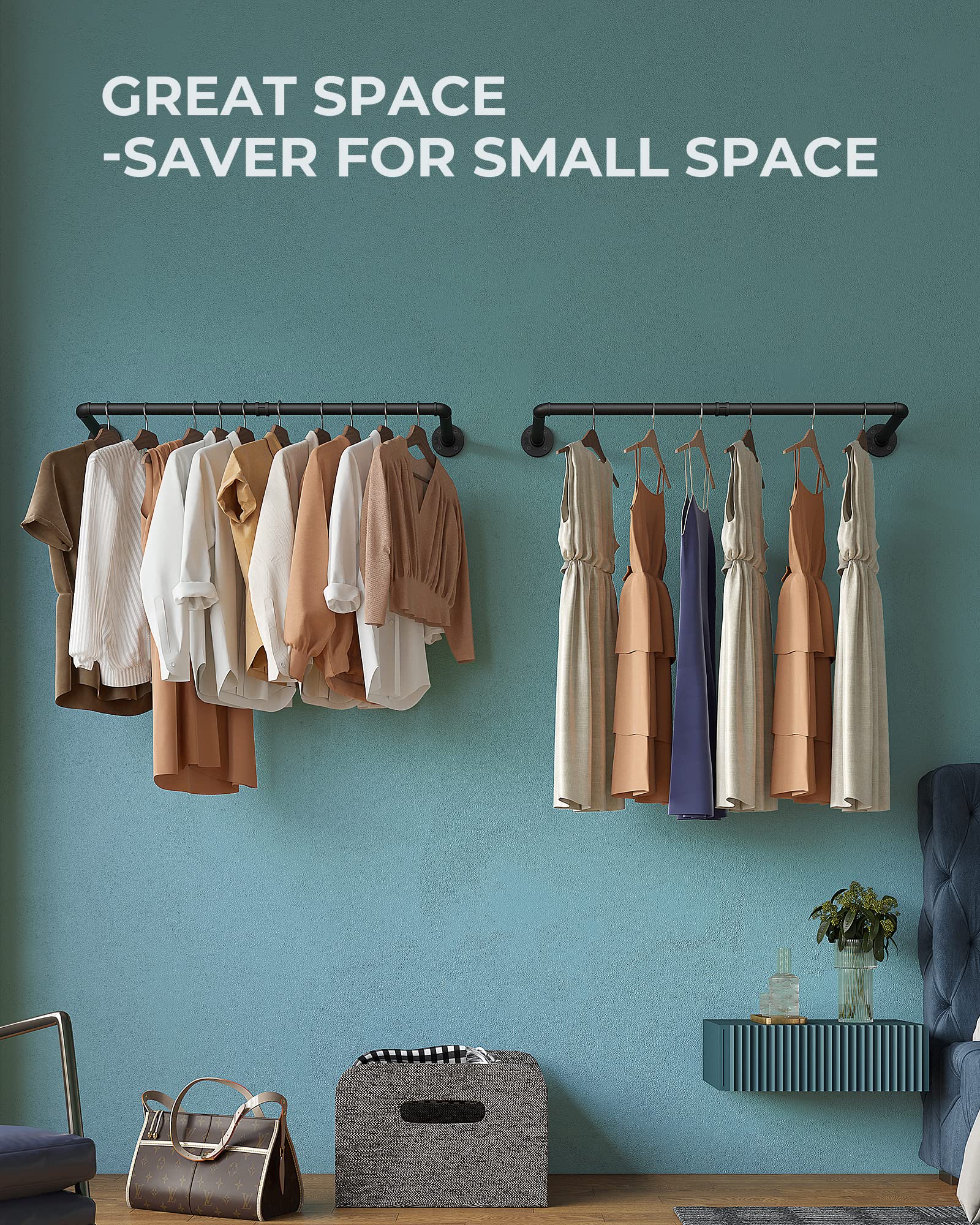 OROPY iron pipe rack heavy-duty hanging for bulky garments in laundry closet