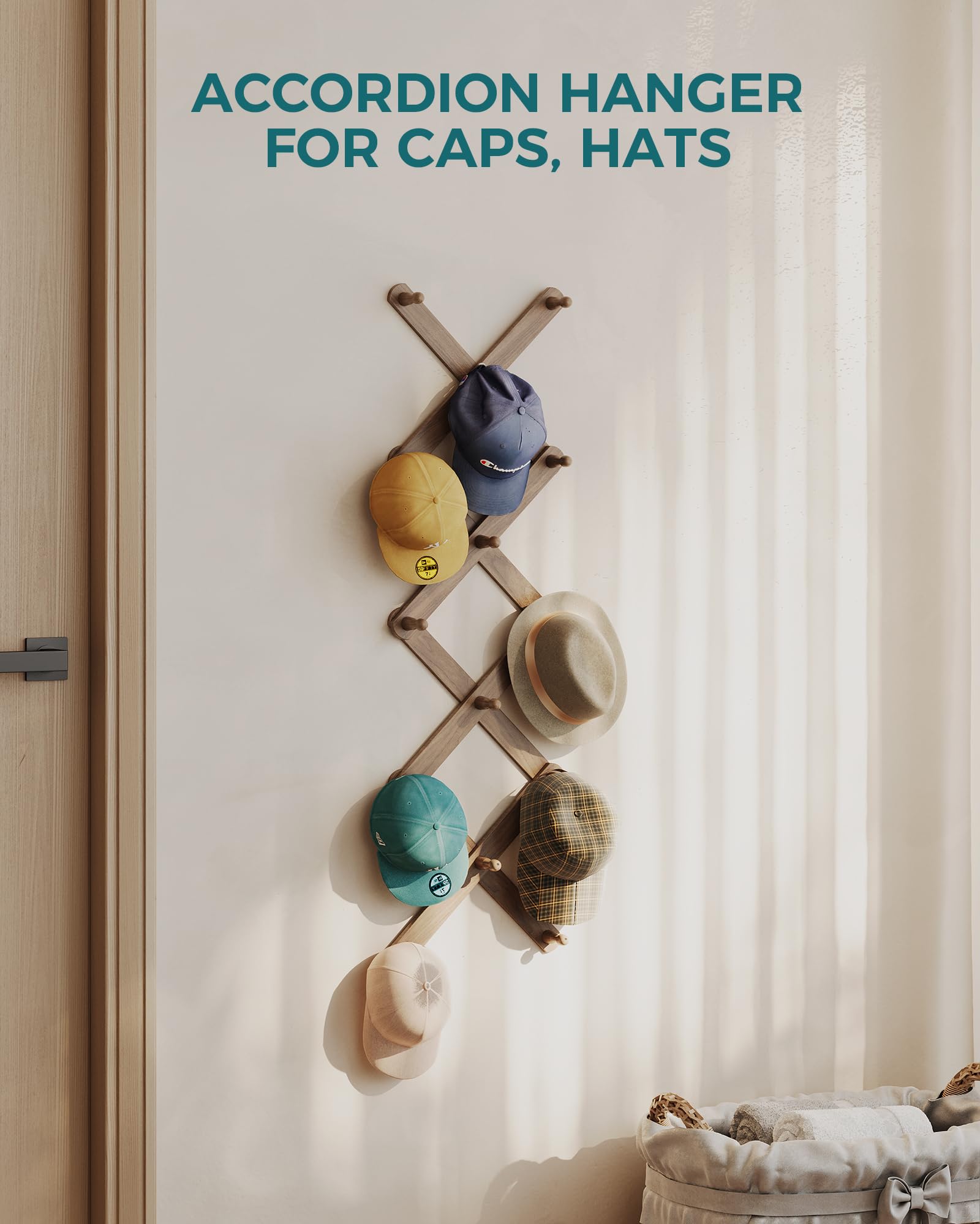 OROPY wood peg rack designed for kitchen and living spaces.