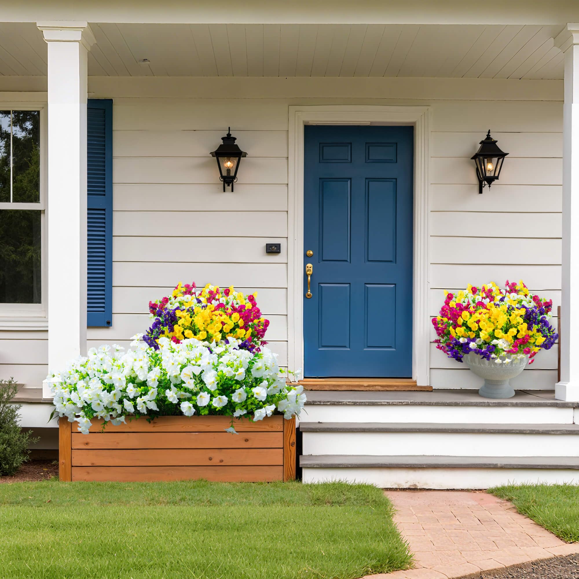 Orphidel artificial flowers endure sun and rain without fading.