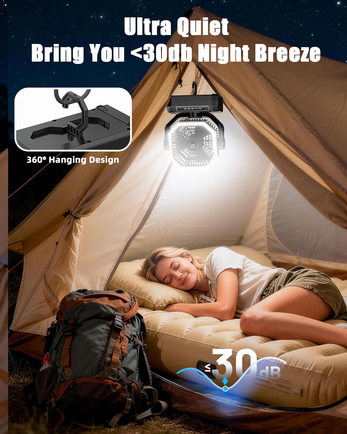 Orteen 270° swivel head with automatic swing for flexible airflow.
