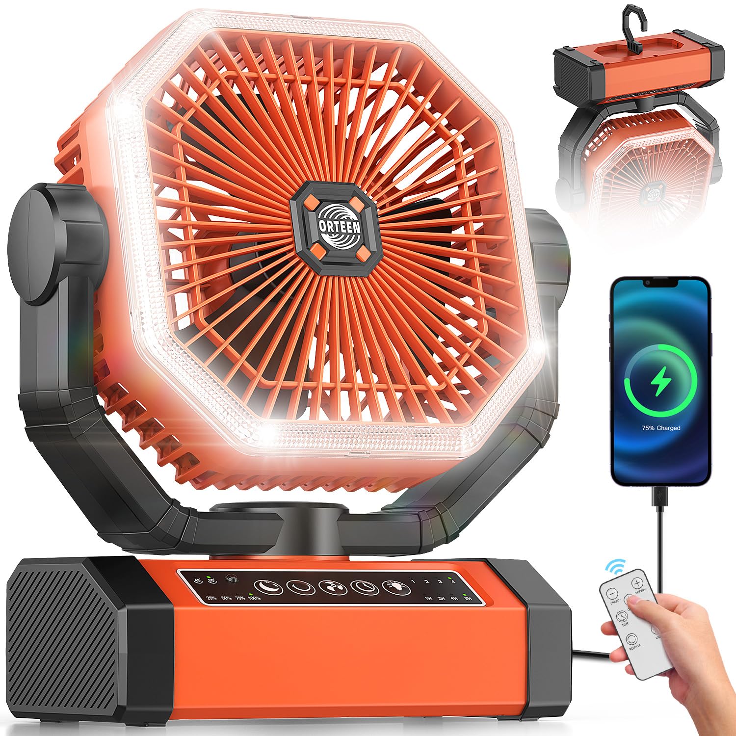 Orteen 9-inch battery-powered fan for portable cooling on the go