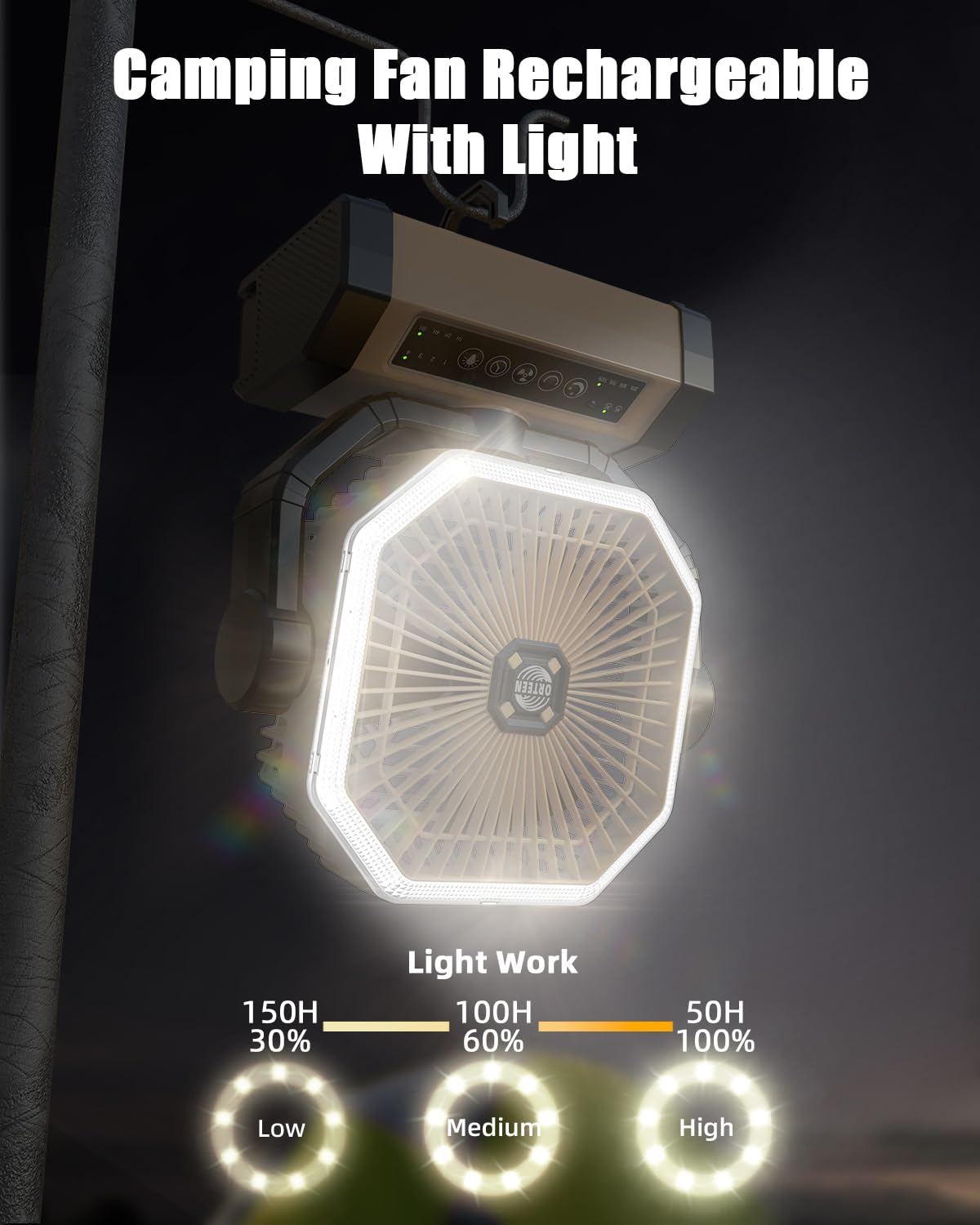 Orteen 58 LED lights provide adjustable brightness for tents at night