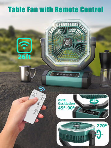 Orteen portable fan with 60-hour battery life for extended camping