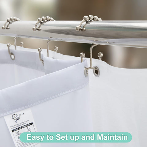 ORTIGIA 12 metal double-sided hooks securely hold the curtain.