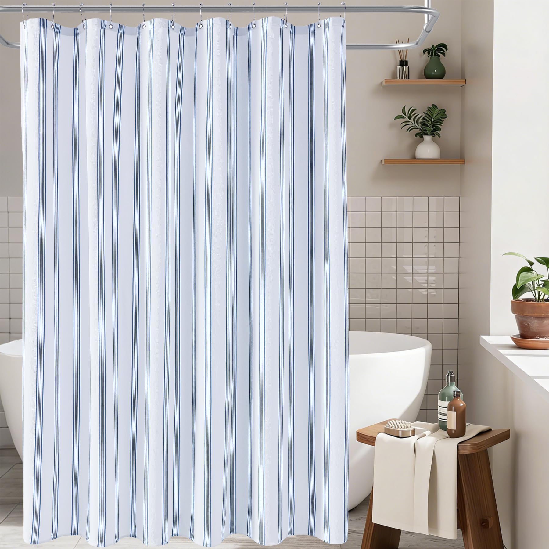 ORTIGIA 72x72 inch curtain offers ample coverage for standard baths