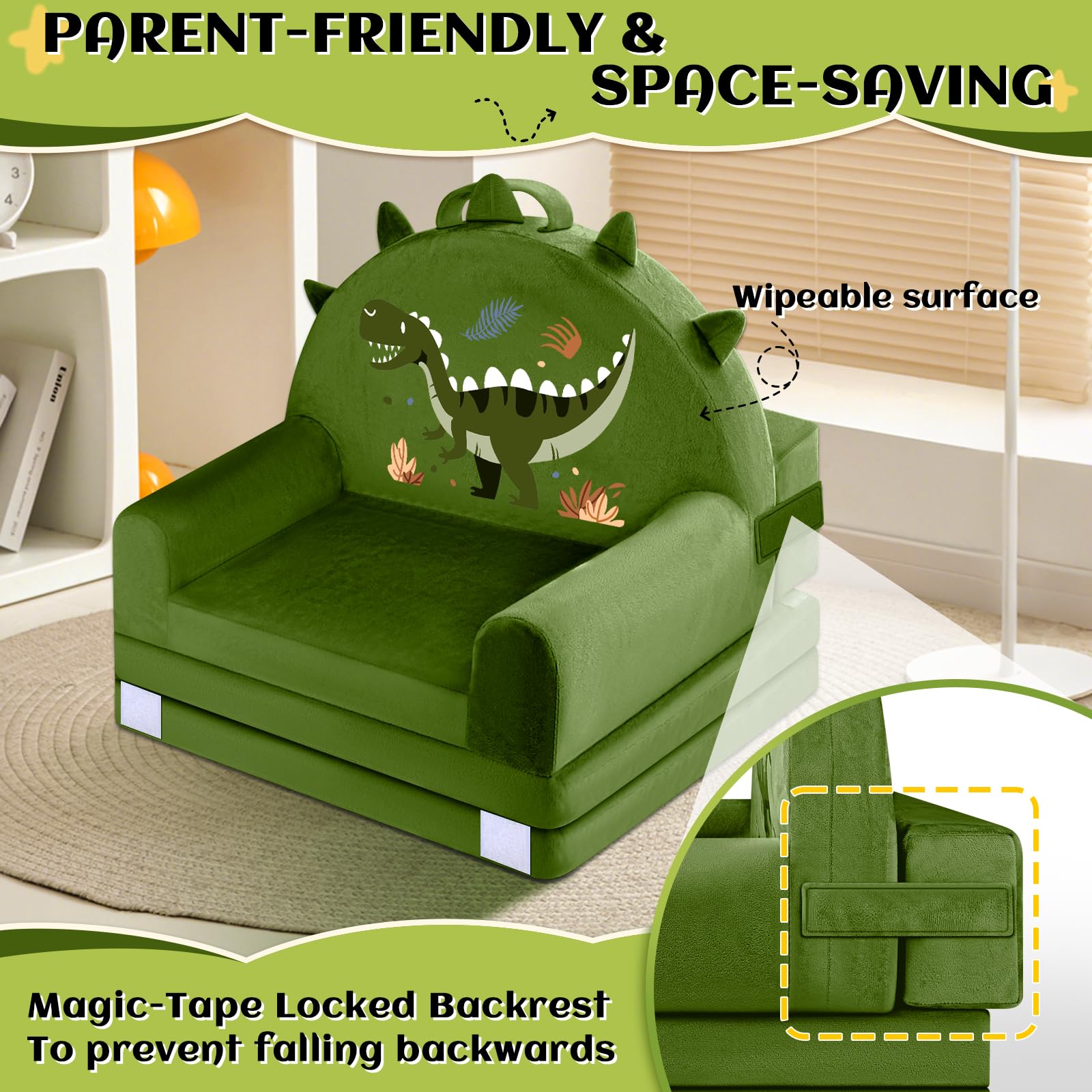 ORWIPO Crystal velvet upholstery on the sofa bed for soft comfort.