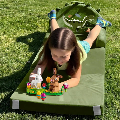 ORWIPO Dinosaur sofa bed with removable cover for quick cleanup.