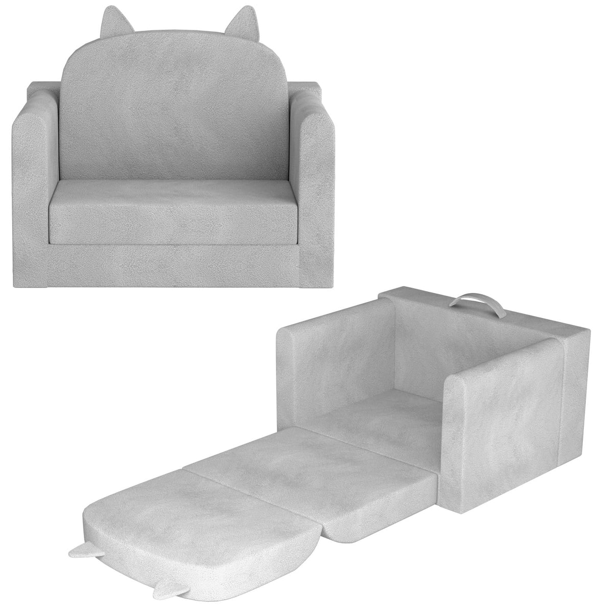ORWIPO Kids Sofa Bed in gray bear design with a soft cover for play