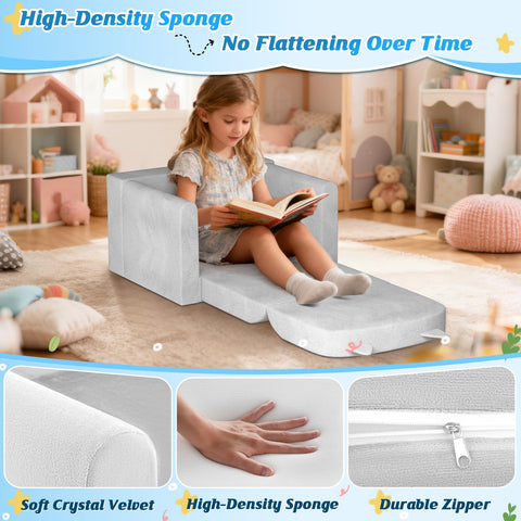 ORWIPO Kids Sofa Bed jump-proof frame supports active play