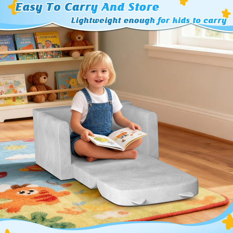 ORWIPO Kids Sofa Bed converts to a cozy travel bed for sleepovers