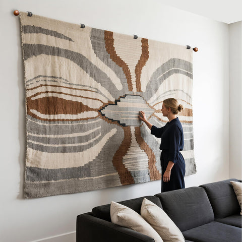 Oryzta tapestry hanger rod decorative display for living spaces.