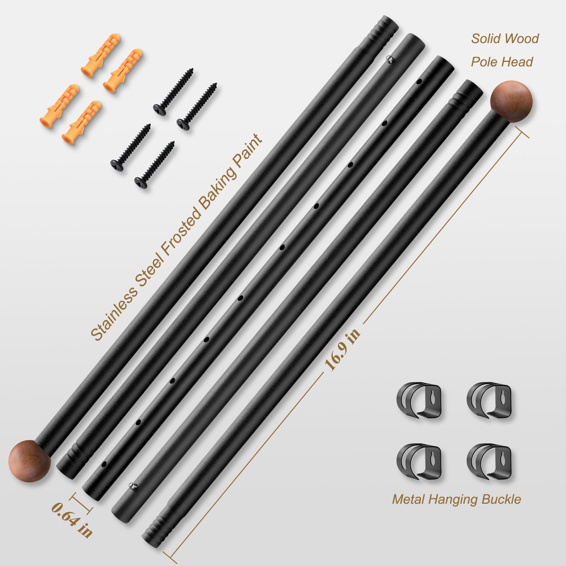 Oryzta tapestry hanger rod with snap-lock system for quick adjustments.