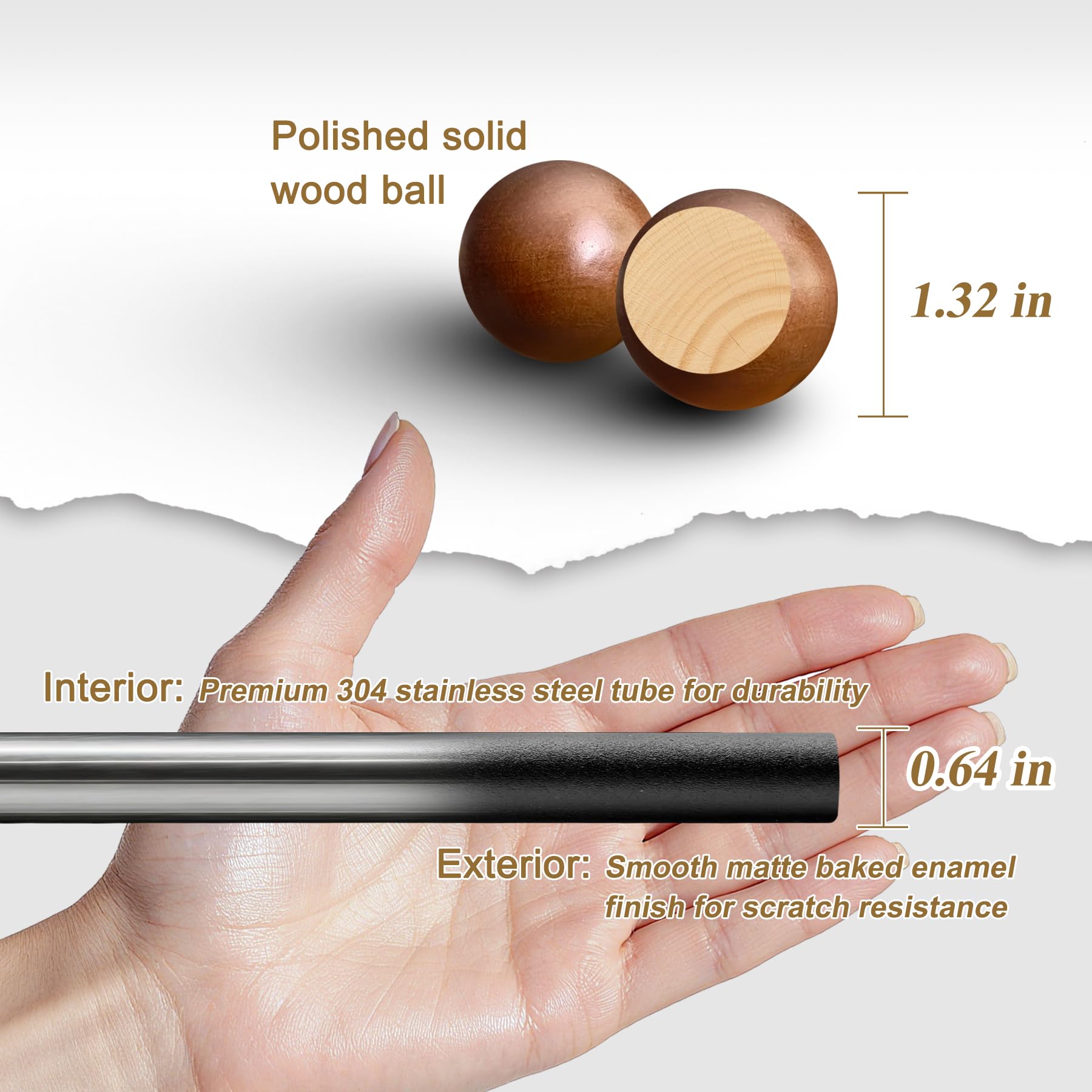 Oryzta tapestry hanger rod stainless steel body provides strong support.