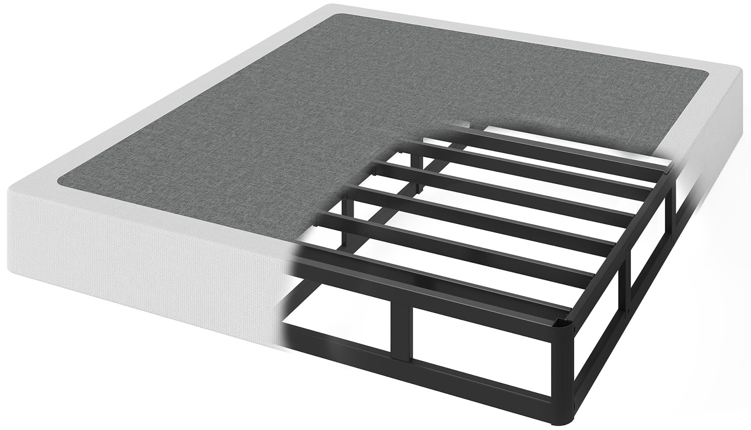 OSASET full-size box spring with a 7-inch profile for a low bed.