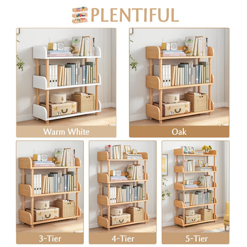 OSCHF 3-tier open bookcase edge lip 4-73 inches keeps items upright.