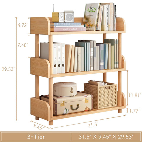 OSCHF 3-tier wooden open bookcase solid wood legs provide sturdy support.