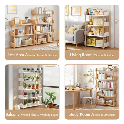 OSCHF oak finish bookcase front view for a modern display.