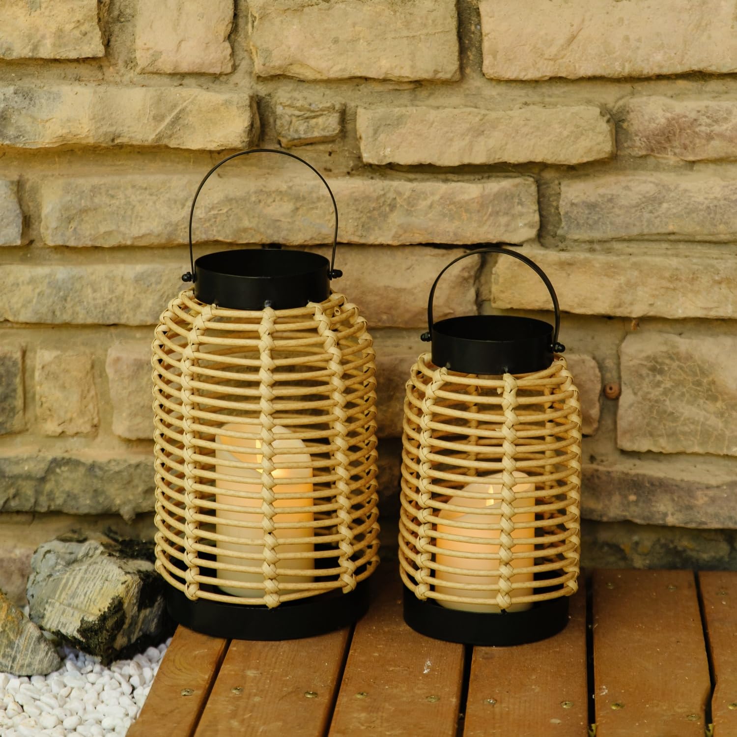Osgevei fireplace mantle lantern creates a warm focal point on the mantle