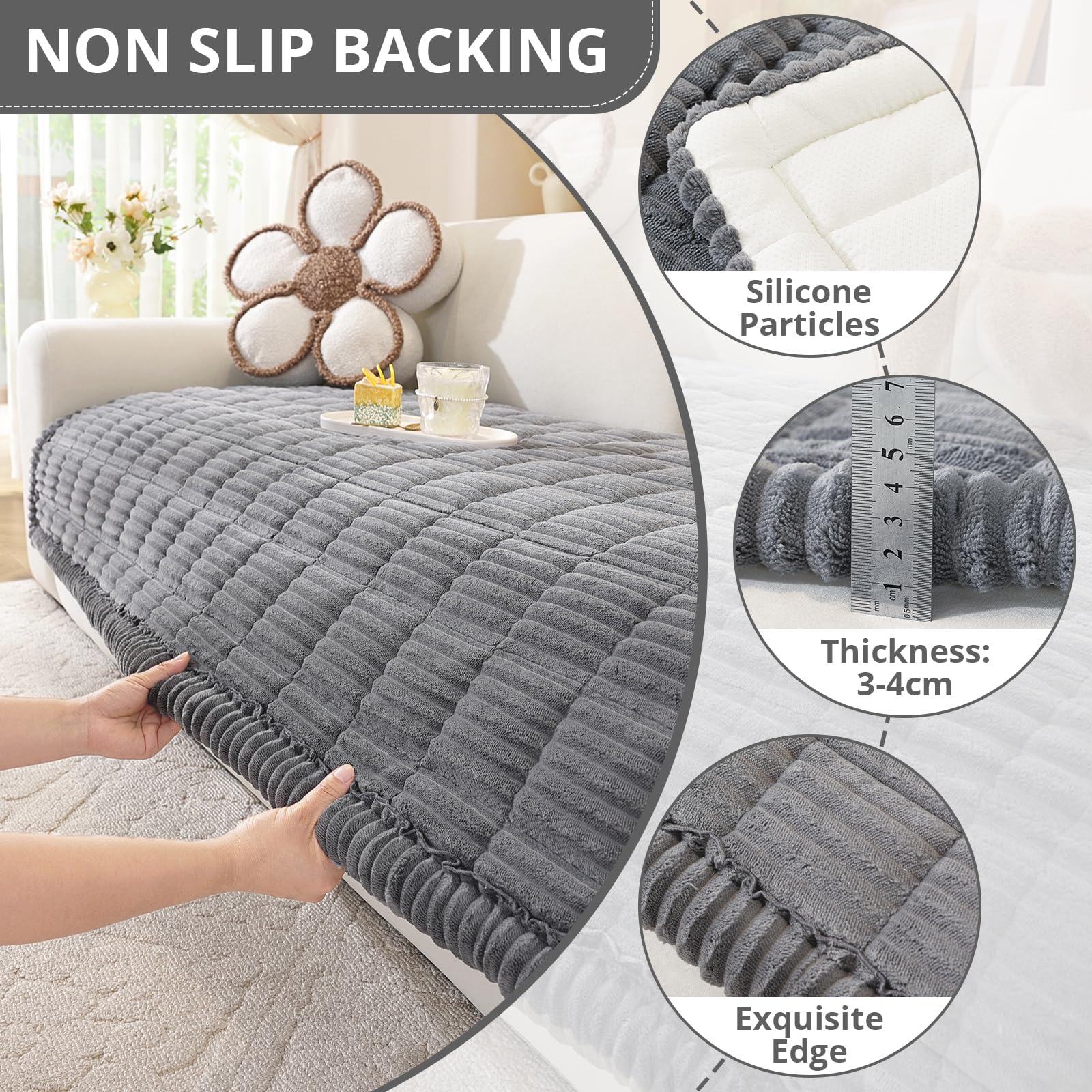 OstepDecor cushion protector for leather sofas maintains shape.