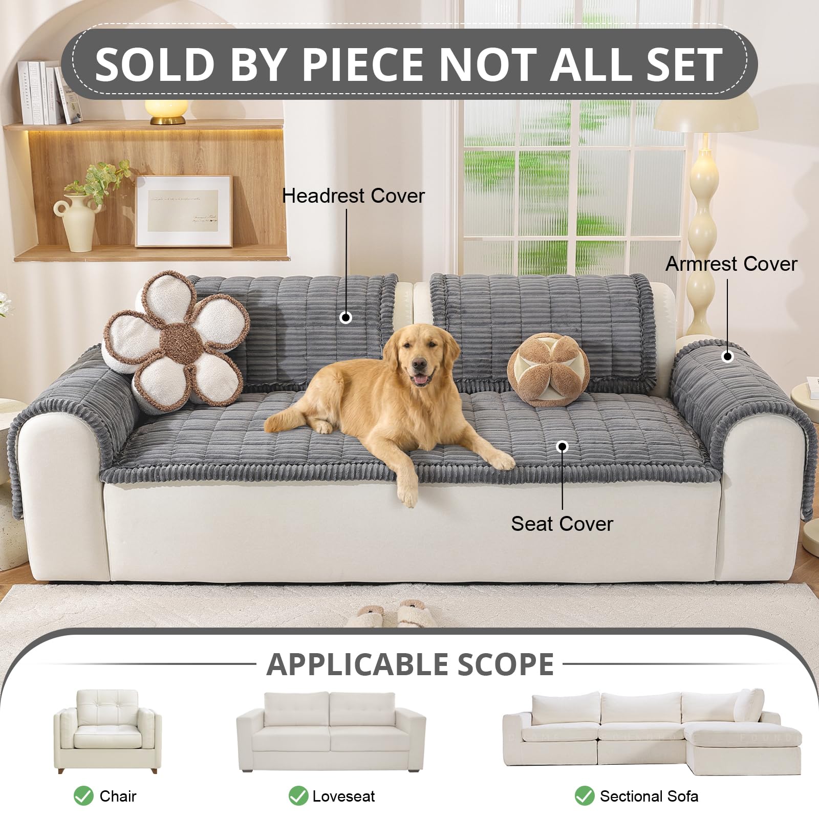 OstepDecor non-slip couch protector prevents shifting during play and lounging.