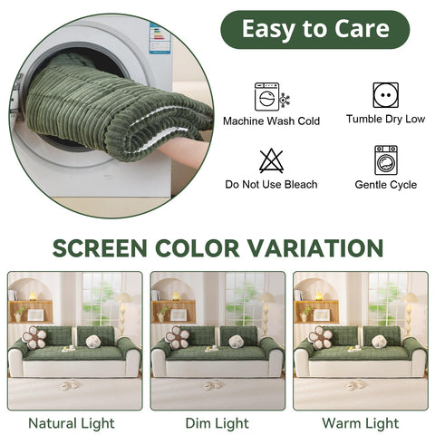 OstepDecor sectional loveseat cover in green fits multiple sections without slipping