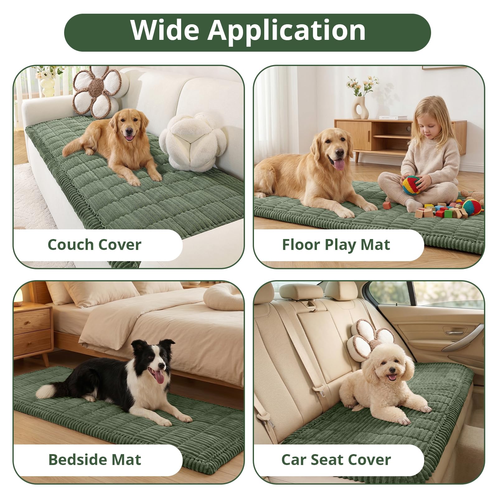 OstepDecor pet-friendly slipcover in green adds soft, durable sofa protection.