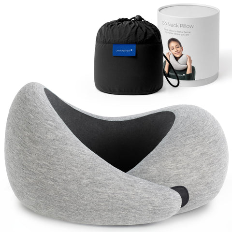 OSTRICH PILLOW Go 360 design supports full neck alignment for travel comfort