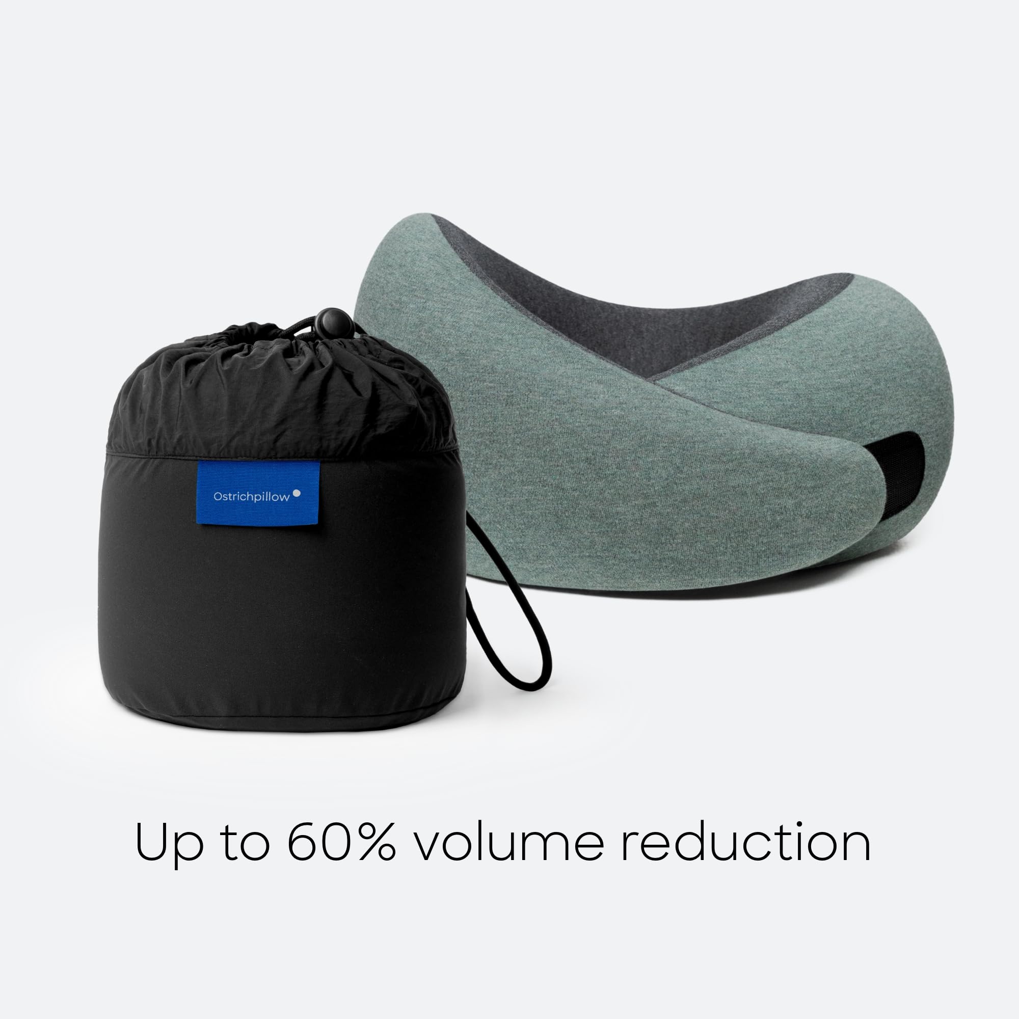 OSTRICH PILLOW Go fits compact headphones for travel compatibility.