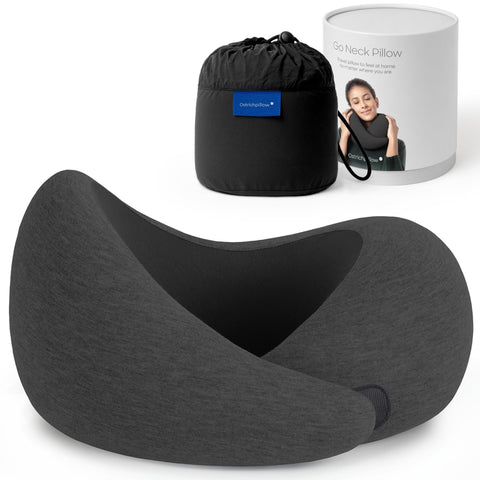 OSTRICH PILLOW Go neck pillow with 360-degree design supports neck alignment during travel