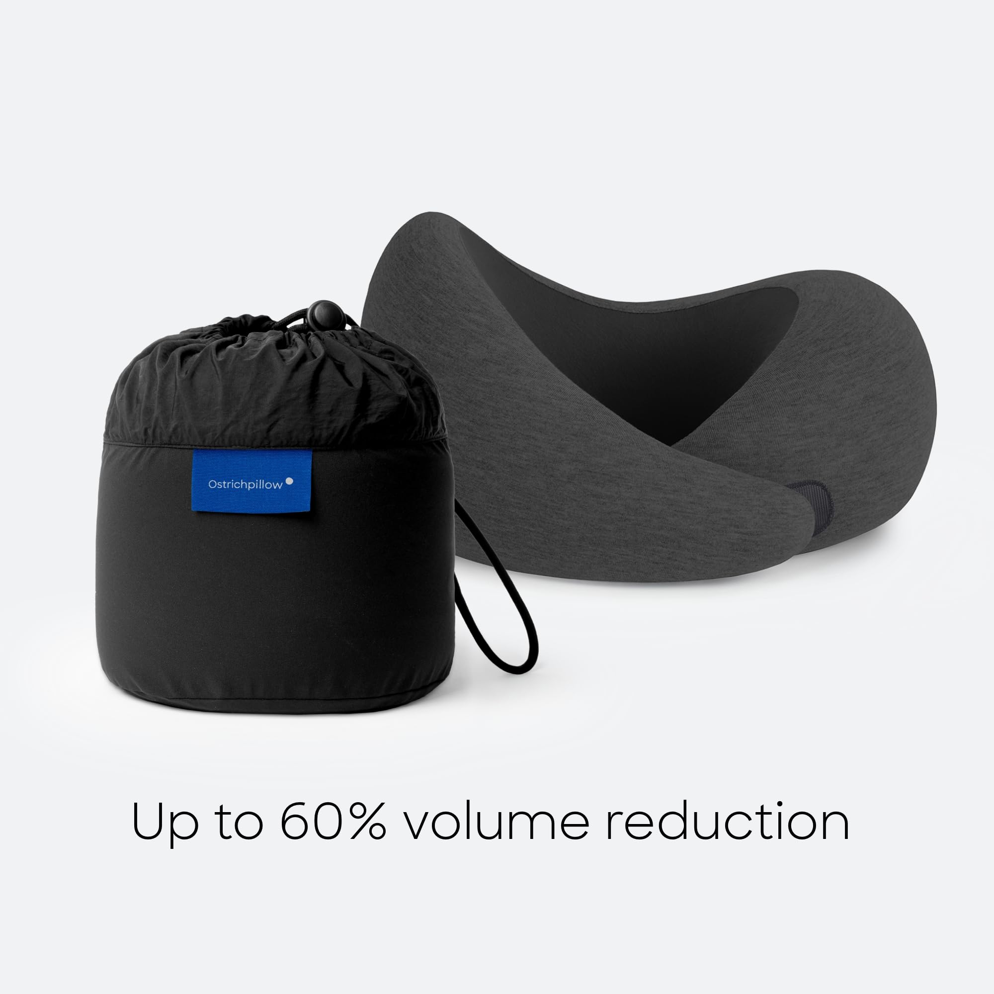 OSTRICH PILLOW Go compresses to 60% for easy packing