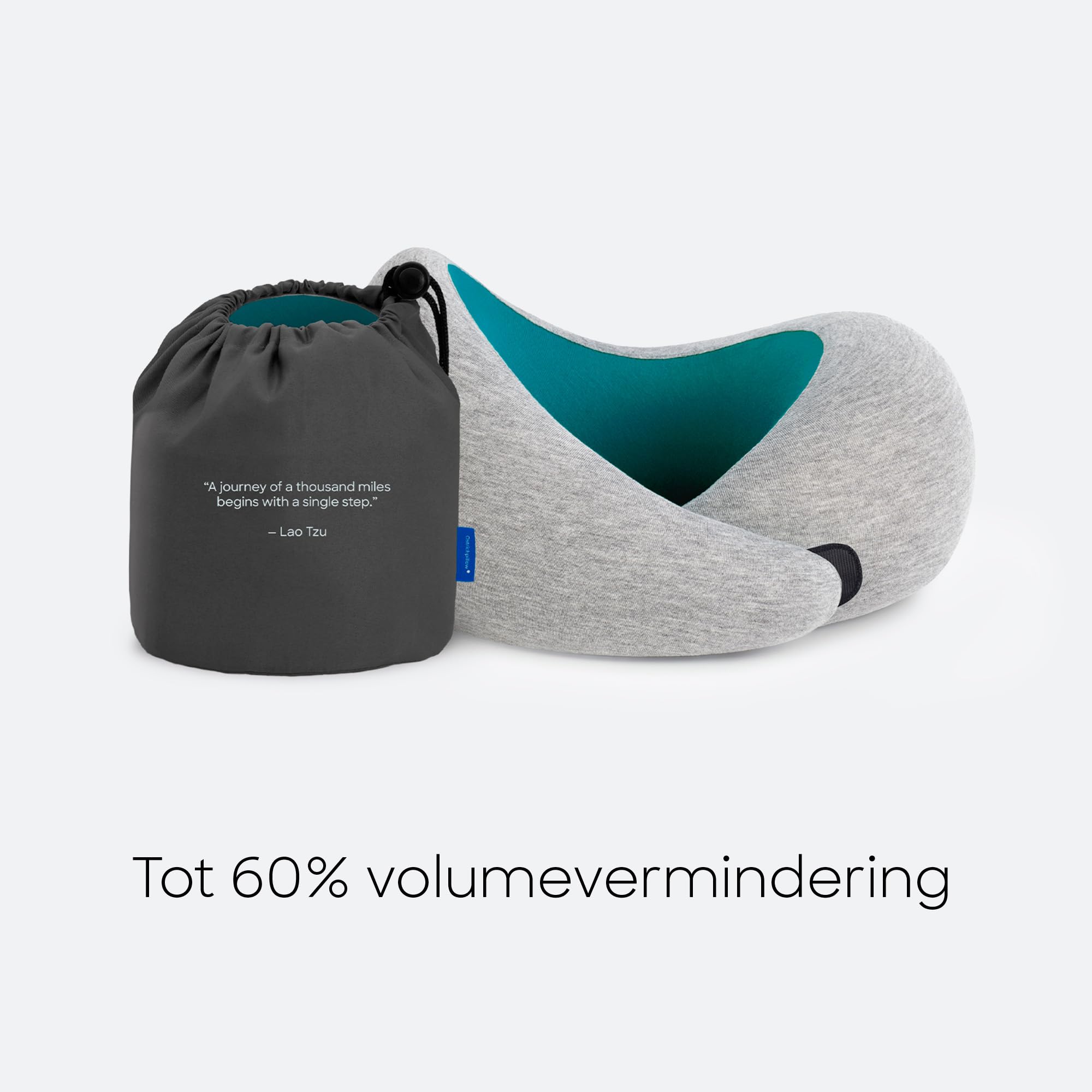 OSTRICH PILLOW Go headphone-compatible design supports small devices.
