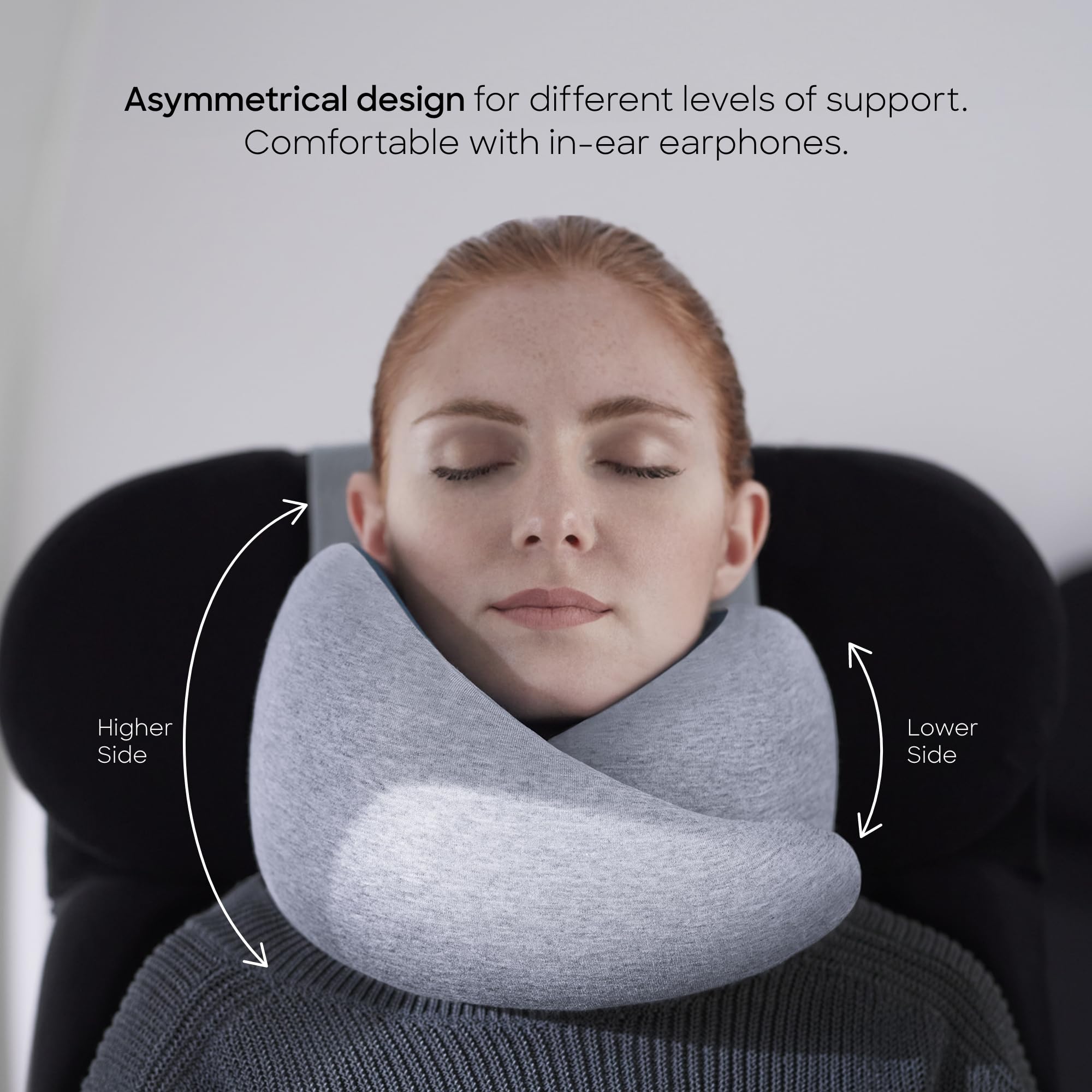 OSTRICH PILLOW Go features Velcro closure for customizable comfort while flying