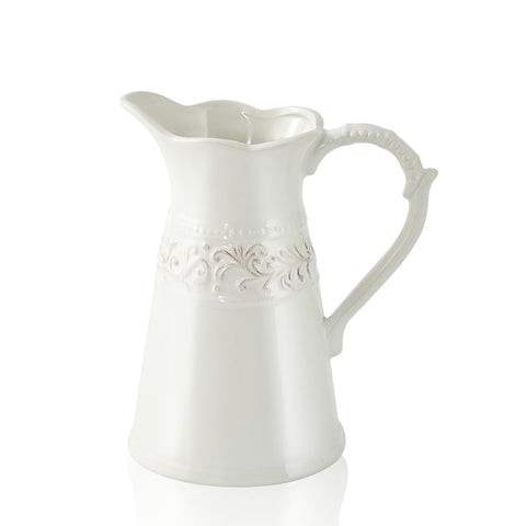 OTARTU White ceramic pitcher vase front view for elegant home decor.