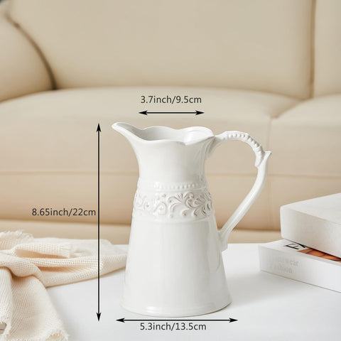 OTARTU pitcher vase side handle highlights classic European styling on a table.