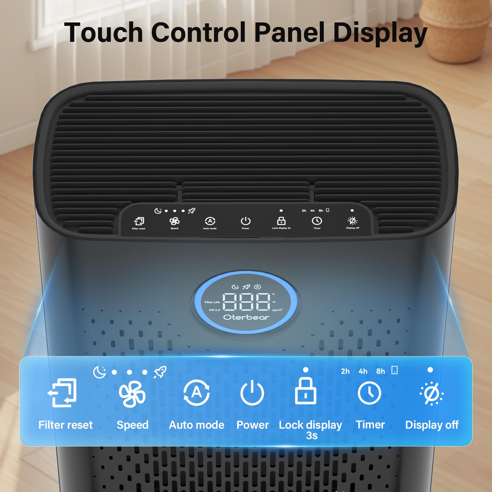 Oterbear 8000B HEPA filter inside captures fine particles and odors