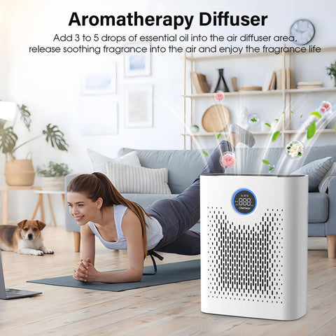 Aromatherapy option with a soft night light for ambience