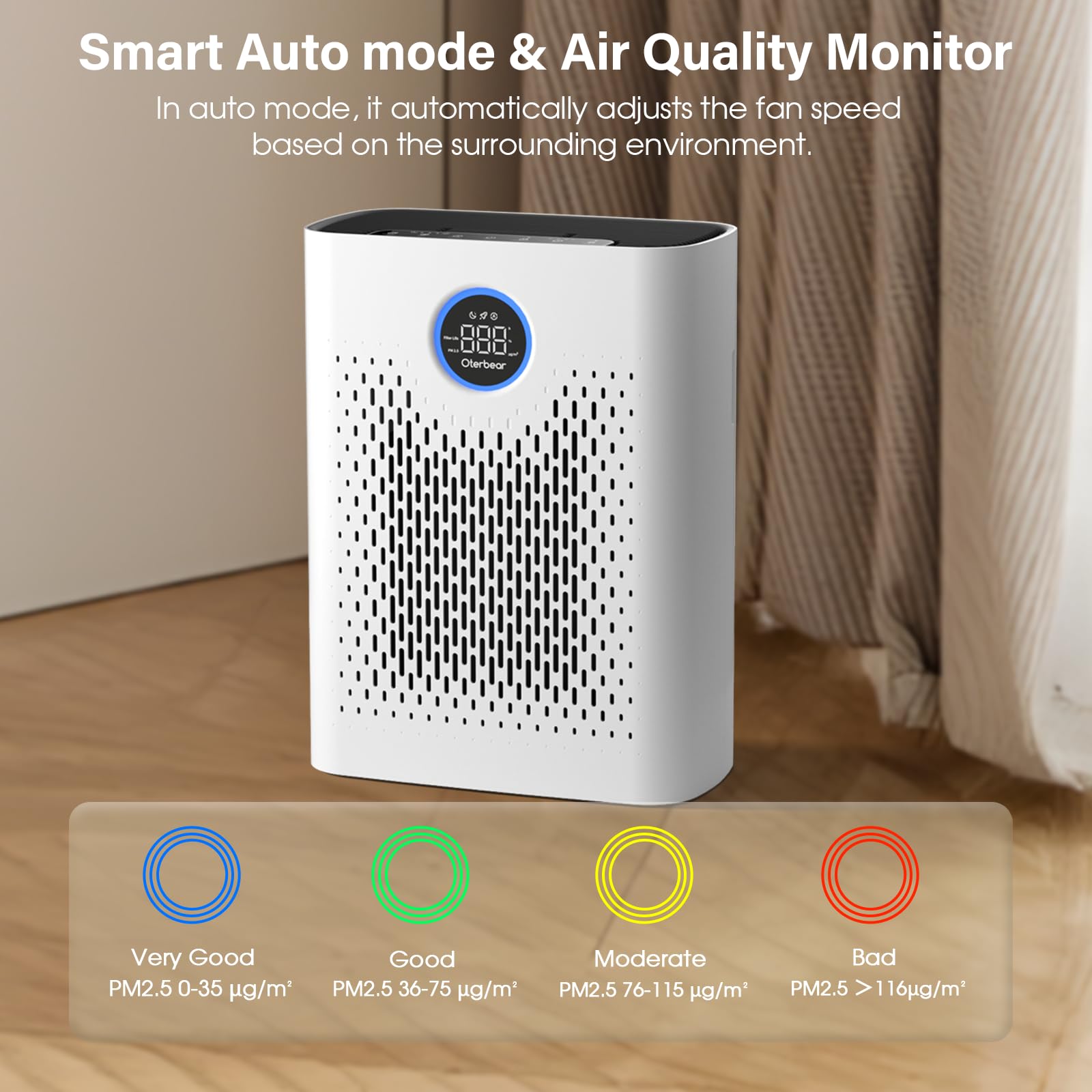 Five fan speeds including Sleep mode for quiet operation