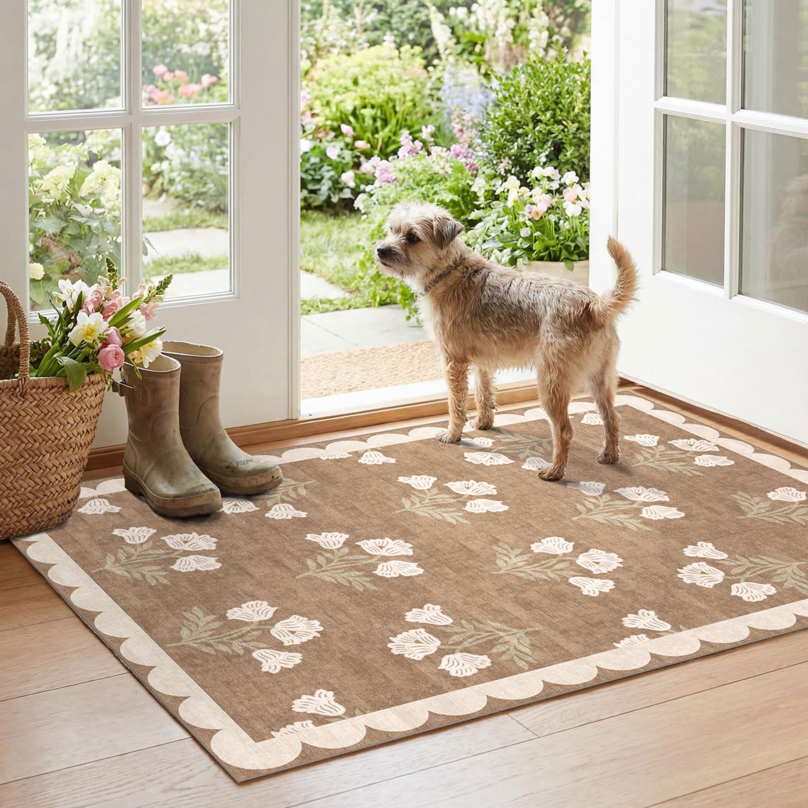 Othilic machine-washable rug cleans easily after outdoor gatherings