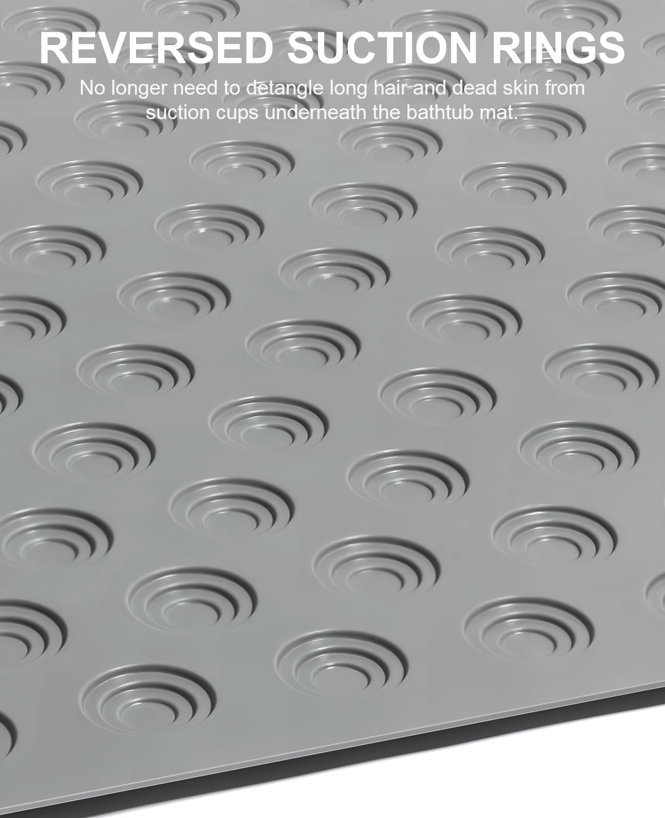 Large 39x16 inch mat fully covers a standard tub