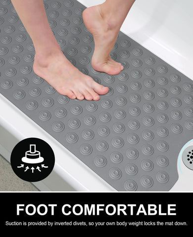 Mat provides full coverage for large tubs and keeps edges dry