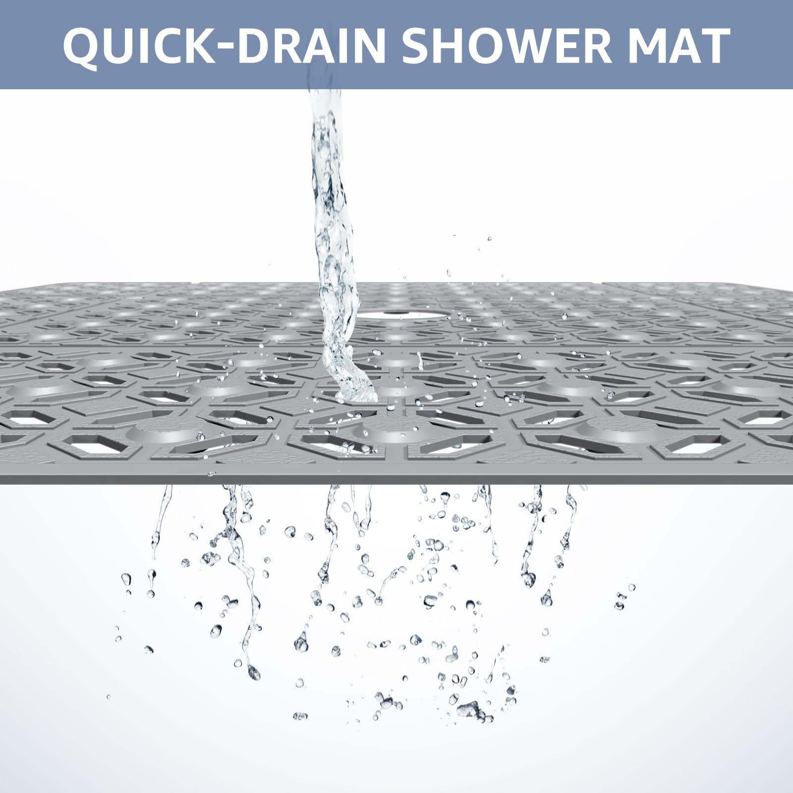 Center drainage hole design on OTHWAY shower mat for quick drying