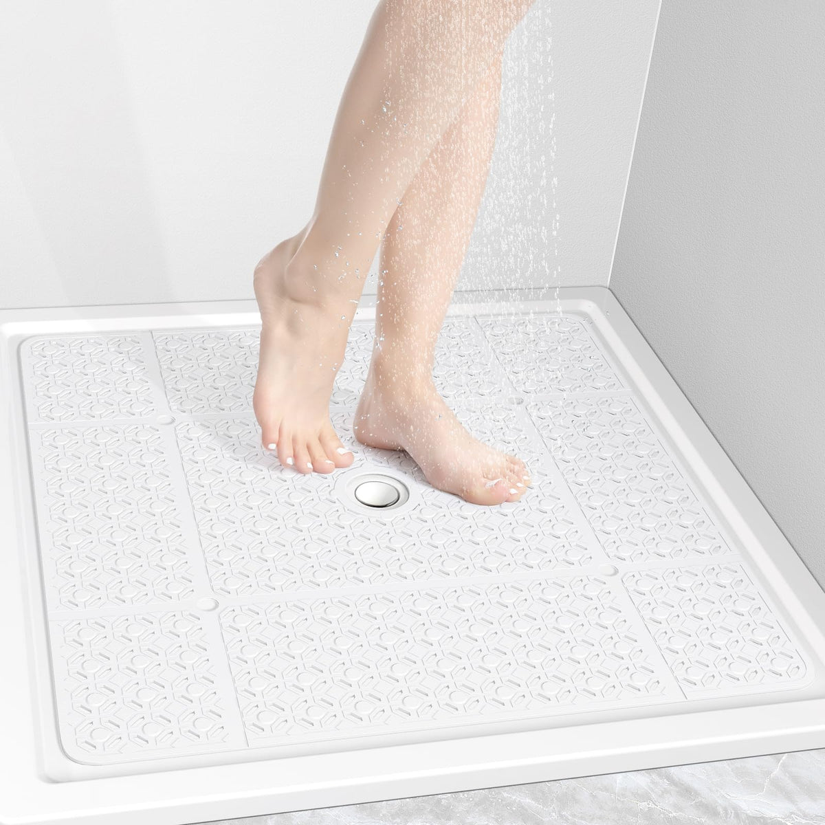 OTHWAY square shower mat showing 27x27 coverage for safer showers