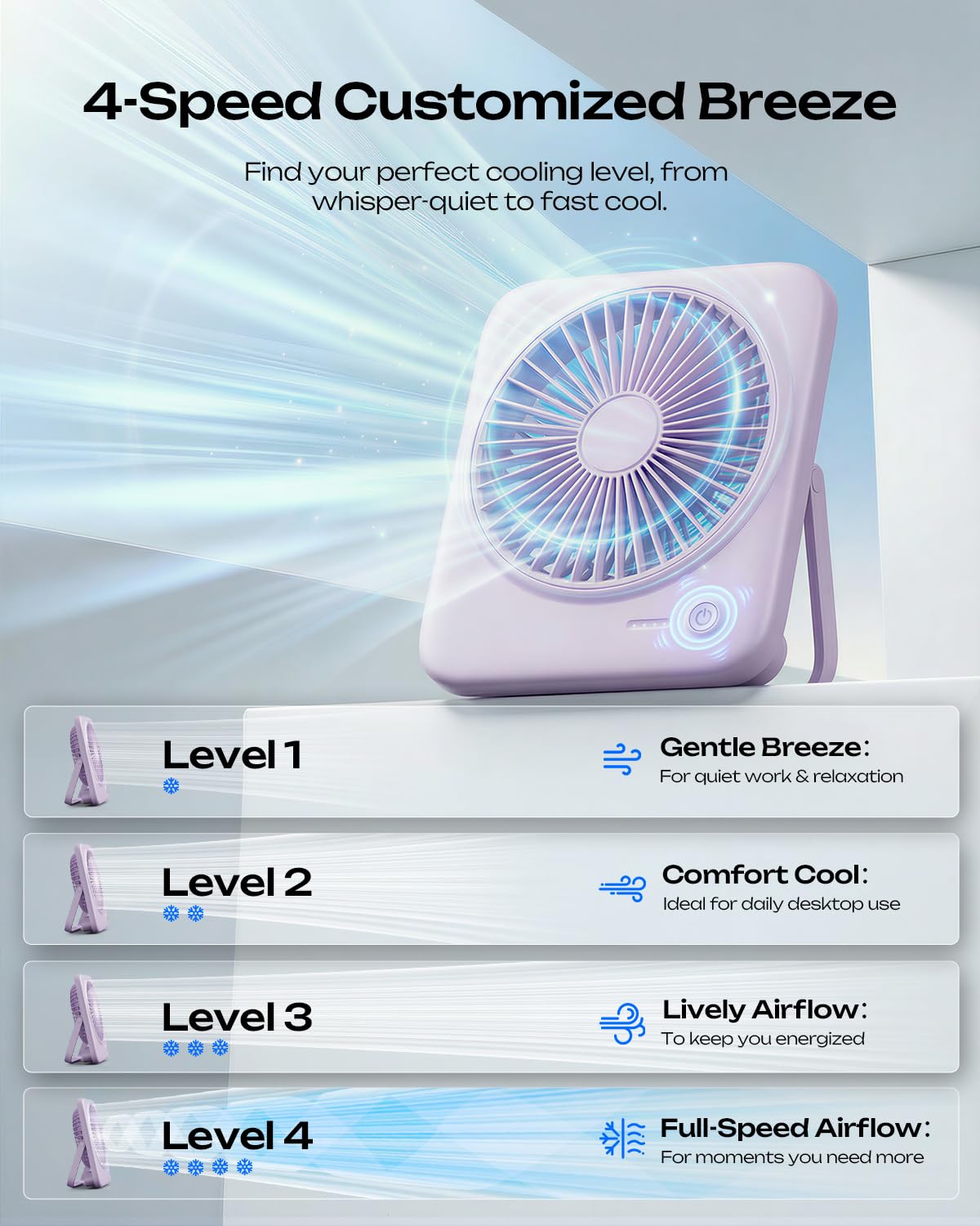 Otlonpe S-F16B offers 4-speed settings for customizable breeze.