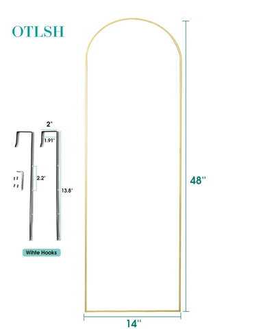Otlsh over-door mirror in gold quick hanging setup for bedroom or entryway