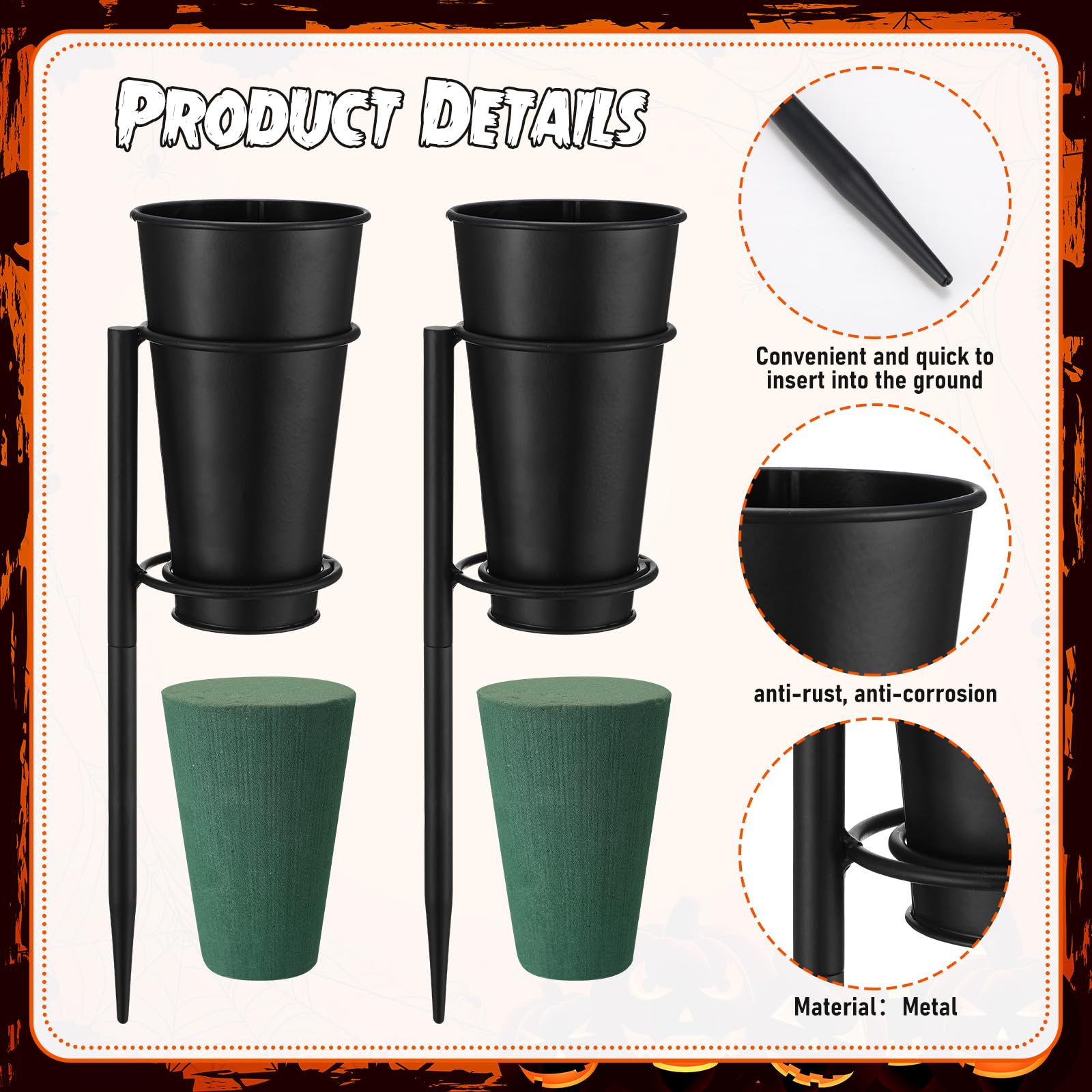 Otoolling tombstone installation keeps décor secure on flat ground.