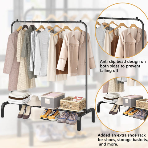 OTROUWORHT clothes rack fits bedrooms and hallways for versatile use.