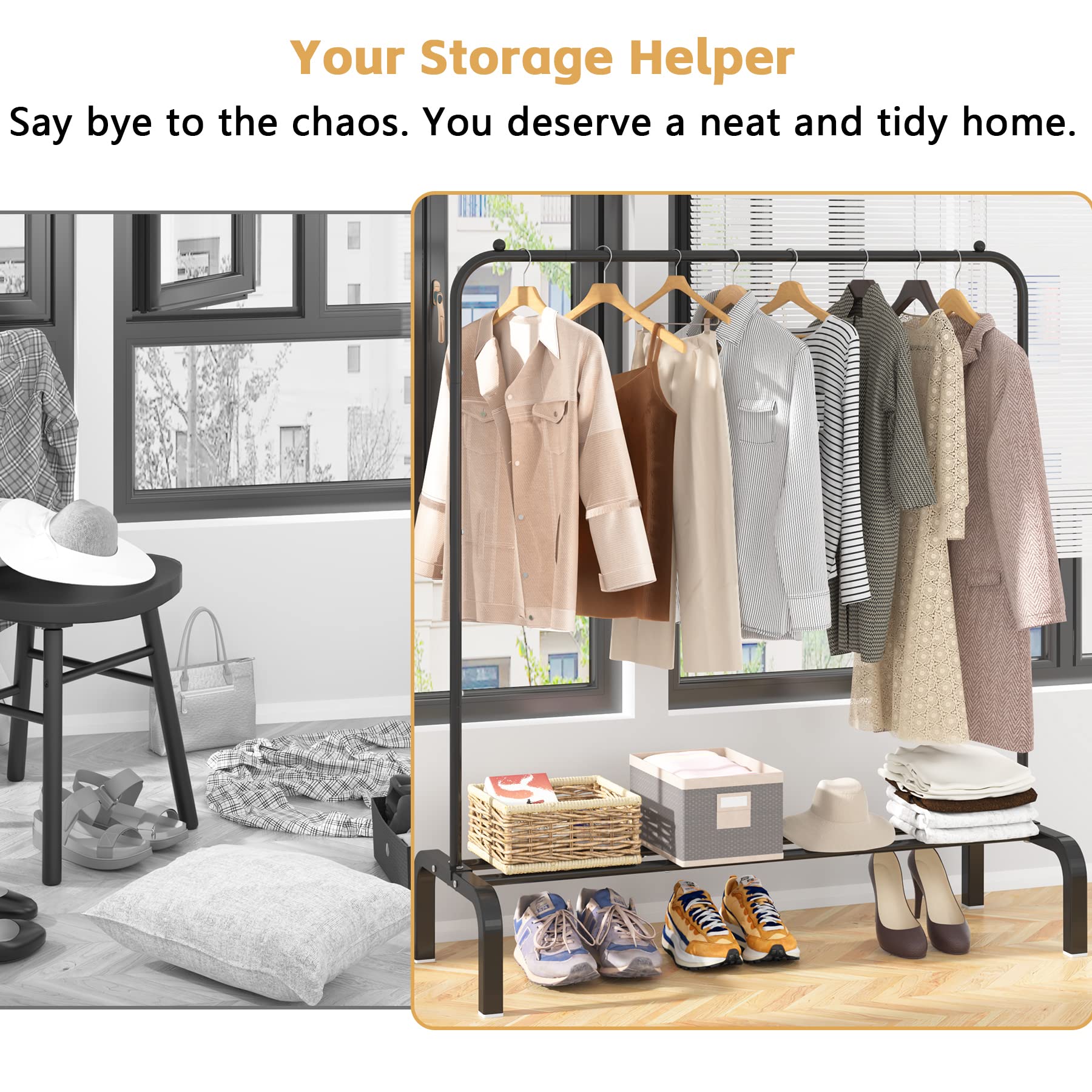 OTROUWORHT clothes rack assembly is straightforward and beginner-friendly.