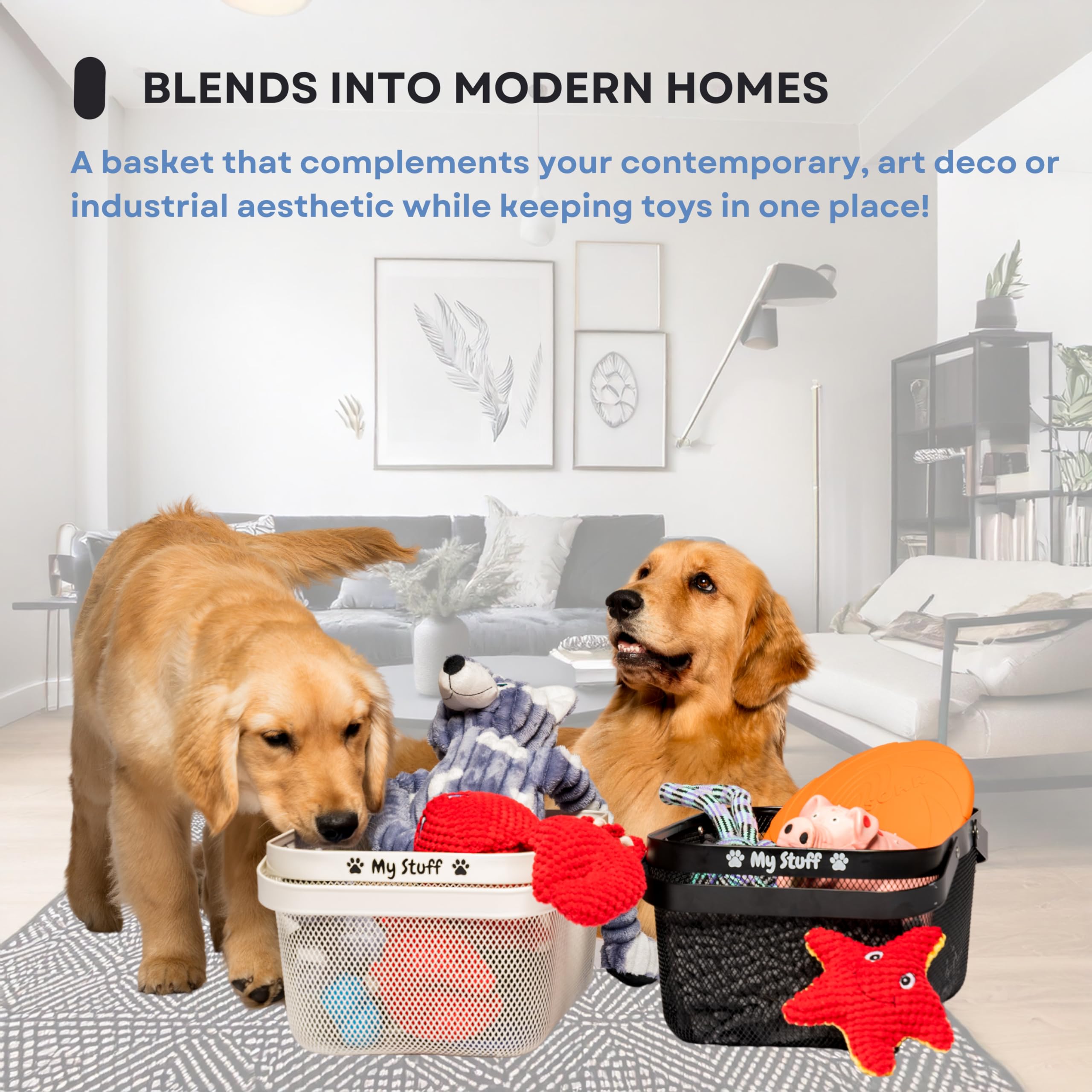 OtterPets dog toy basket storage inside showing ample capacity for toys.